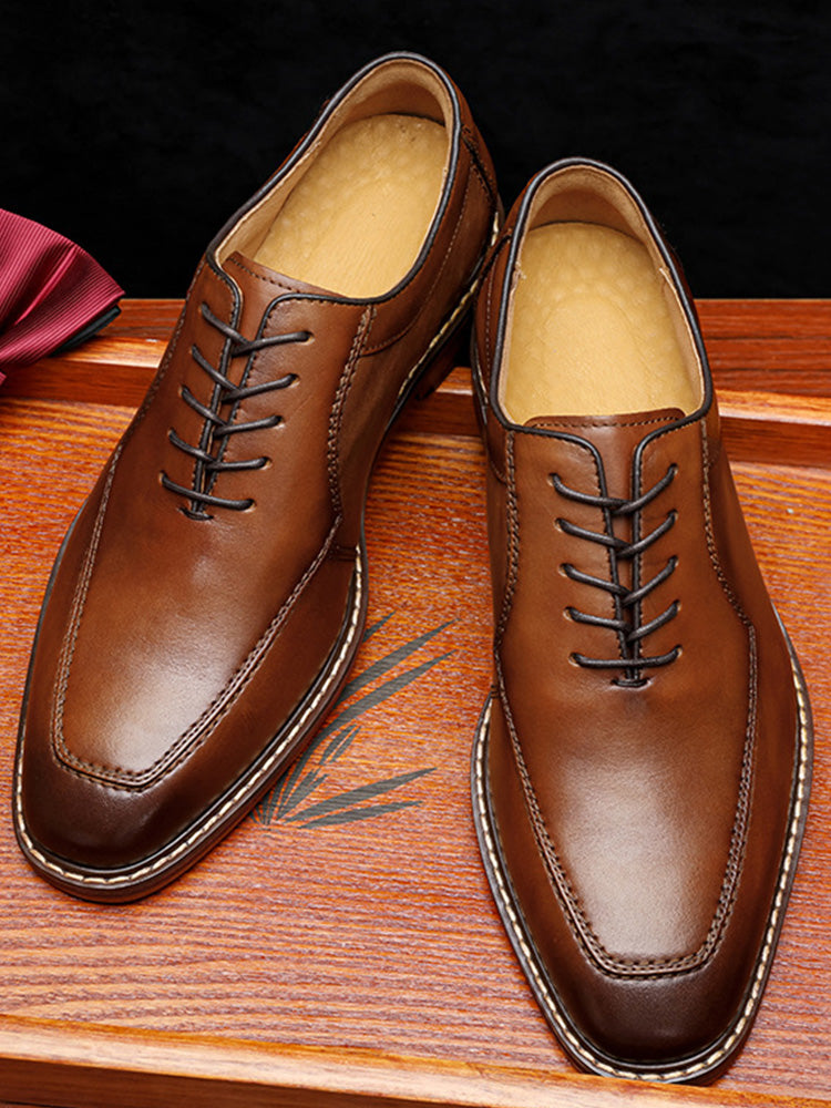 Vintage Leather Derby Shoes - Dark Brown