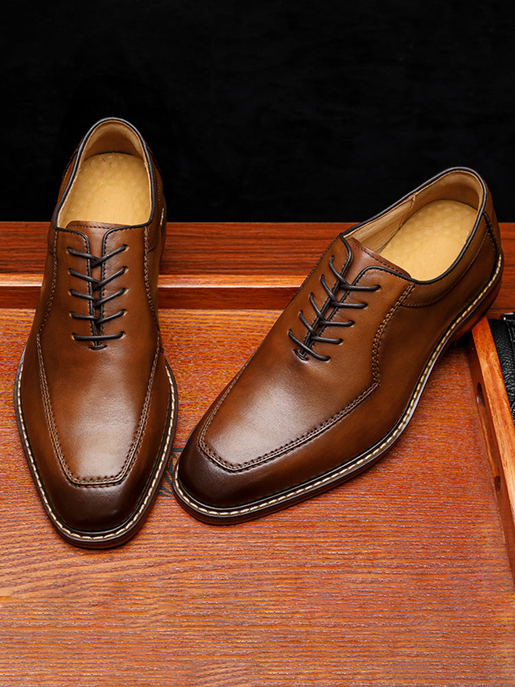Vintage Leather Derby Shoes - Dark Brown