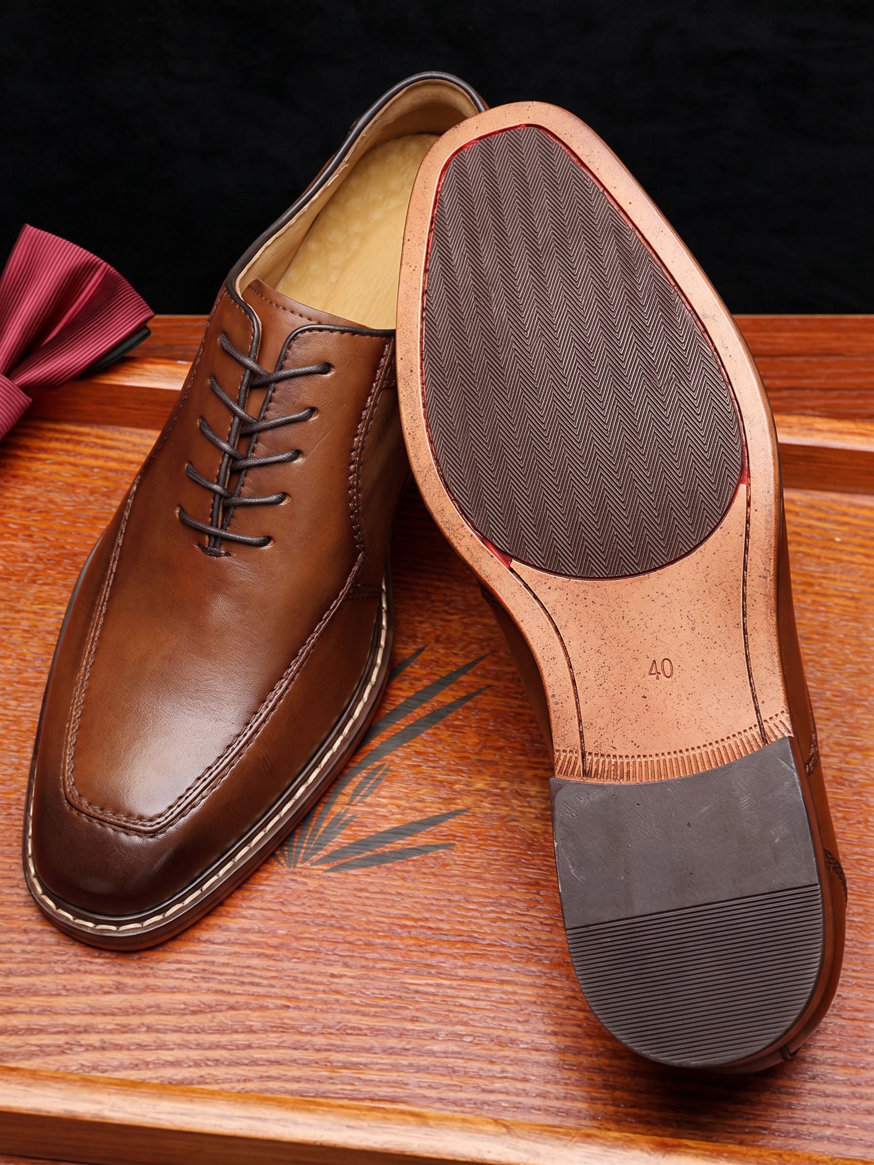 Vintage Leather Derby Shoes - Dark Brown