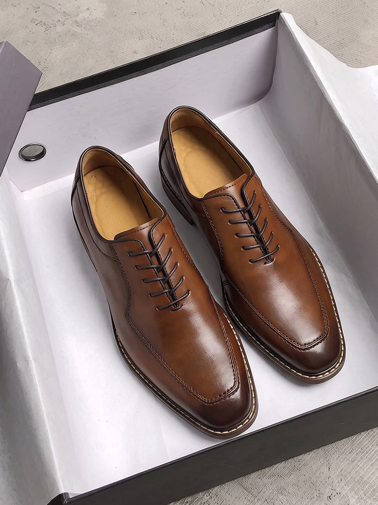 Vintage Leather Derby Shoes - Dark Brown