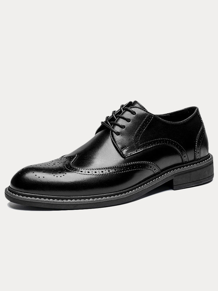 Wingtip Leather Brogue Shoes - Black