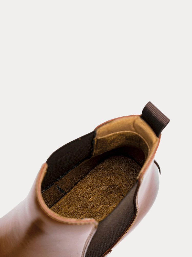 Retro Leather Chelsea Boots Slip-On Ankle Boots - Brown