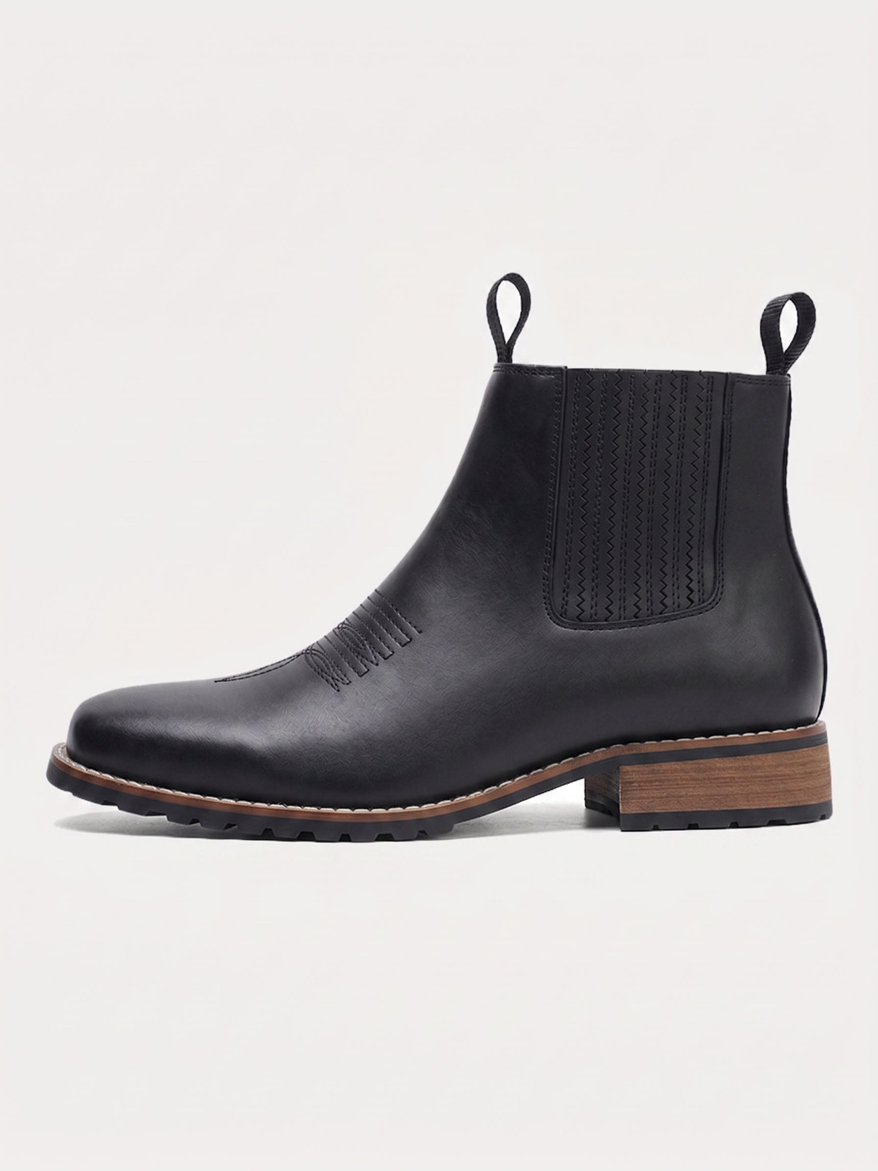 Vintage Embroidered Western Chelsea Boots - Black