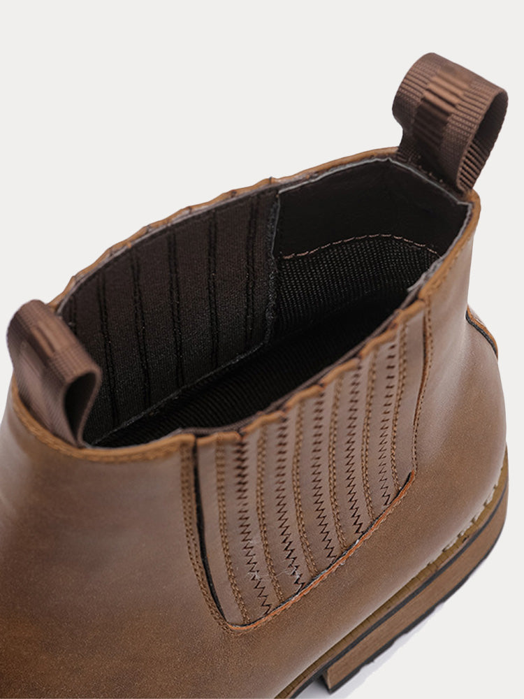 Vintage Embroidered Western Chelsea Boots - Dark brown
