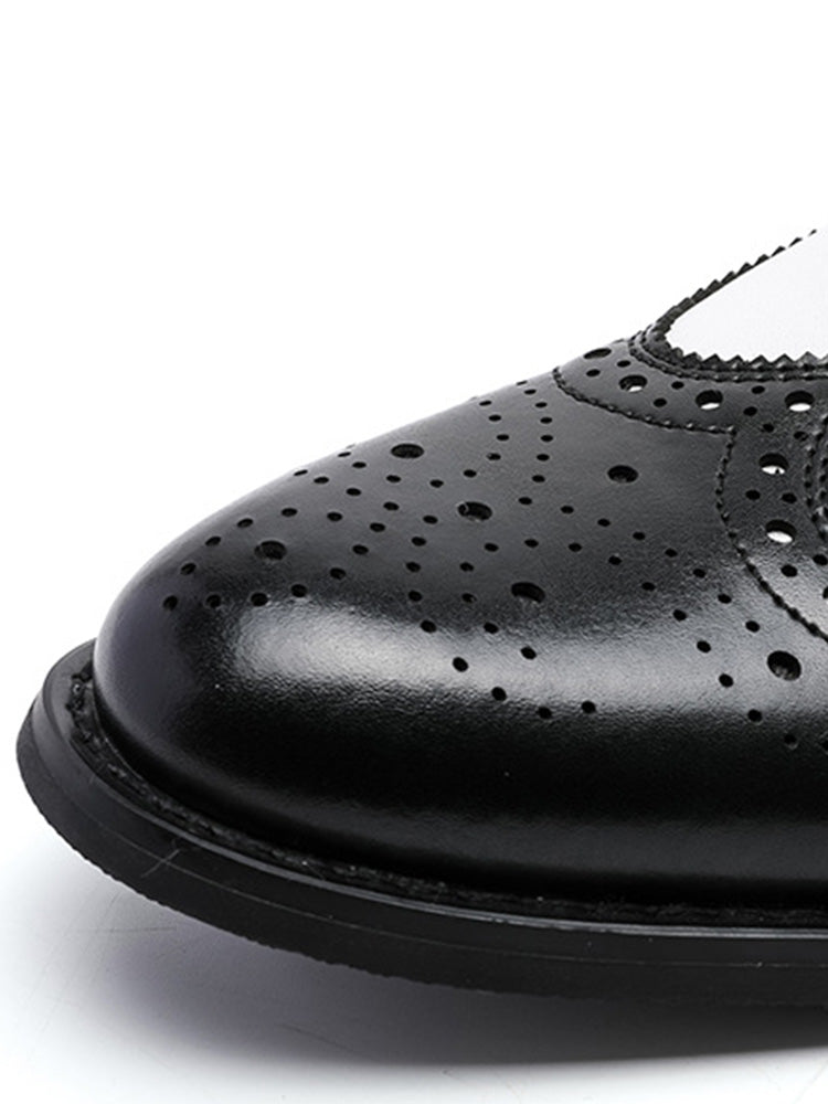 Two-Tone Wingtip Brogue Derby Dress Shoes - Black