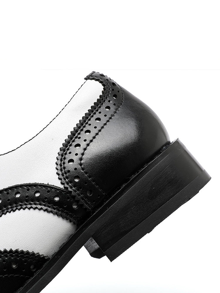 Two-Tone Wingtip Brogue Derby Dress Shoes - Black