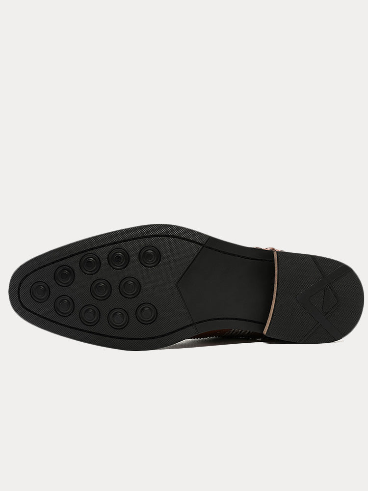 Two-Tone Wingtip Brogue Derby Dress Shoes - Black
