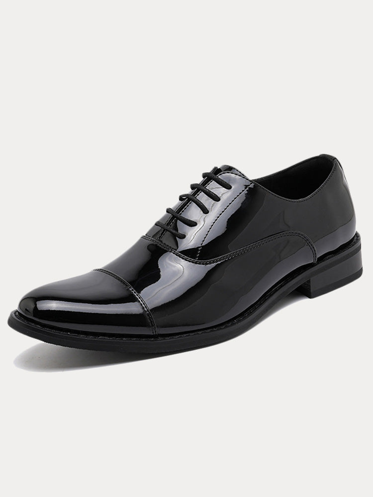 Patent Leather Cap Toe Oxford Dress Shoes - Black