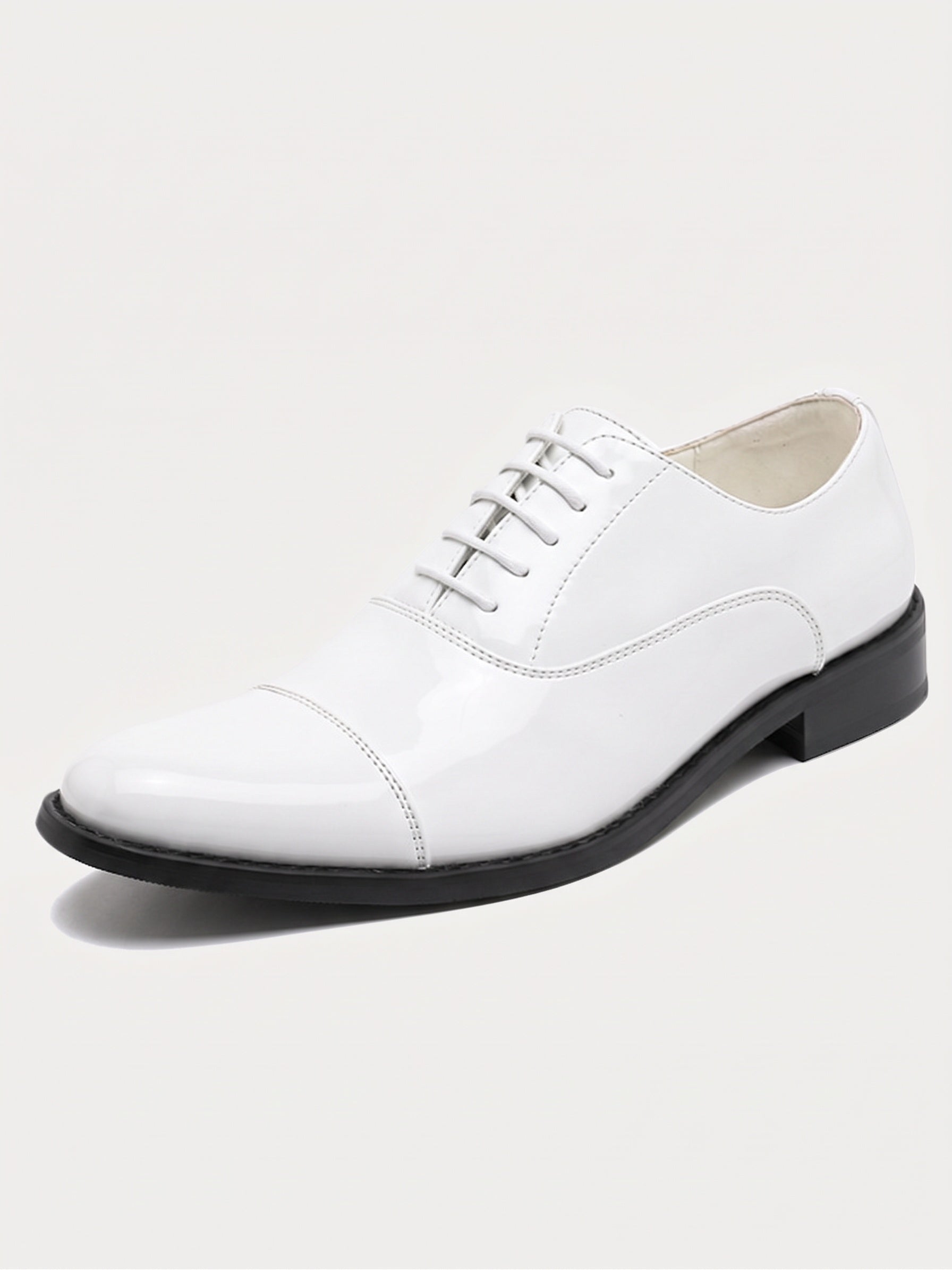 Patent Leather Cap Toe Oxford Dress Shoes - White