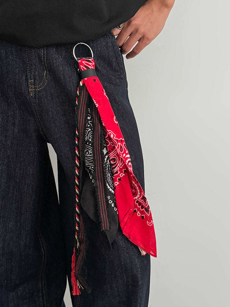 Paisley Kerchief Wallet Jeans Chain - Red