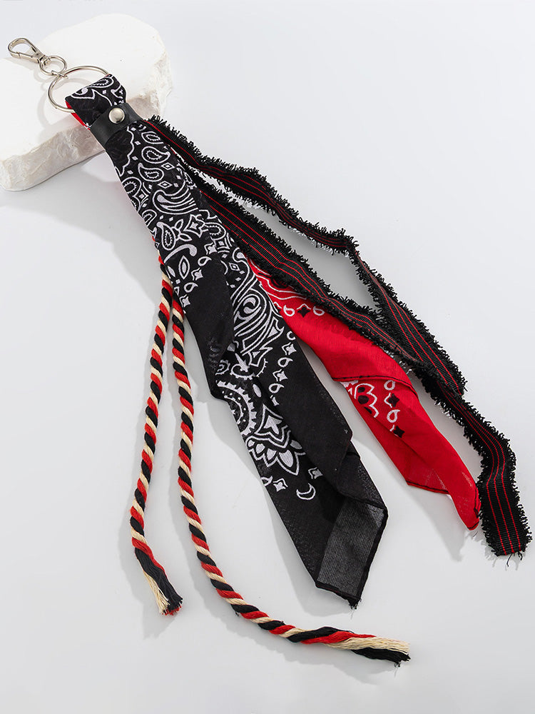 Paisley Kerchief Wallet Jeans Chain - Red