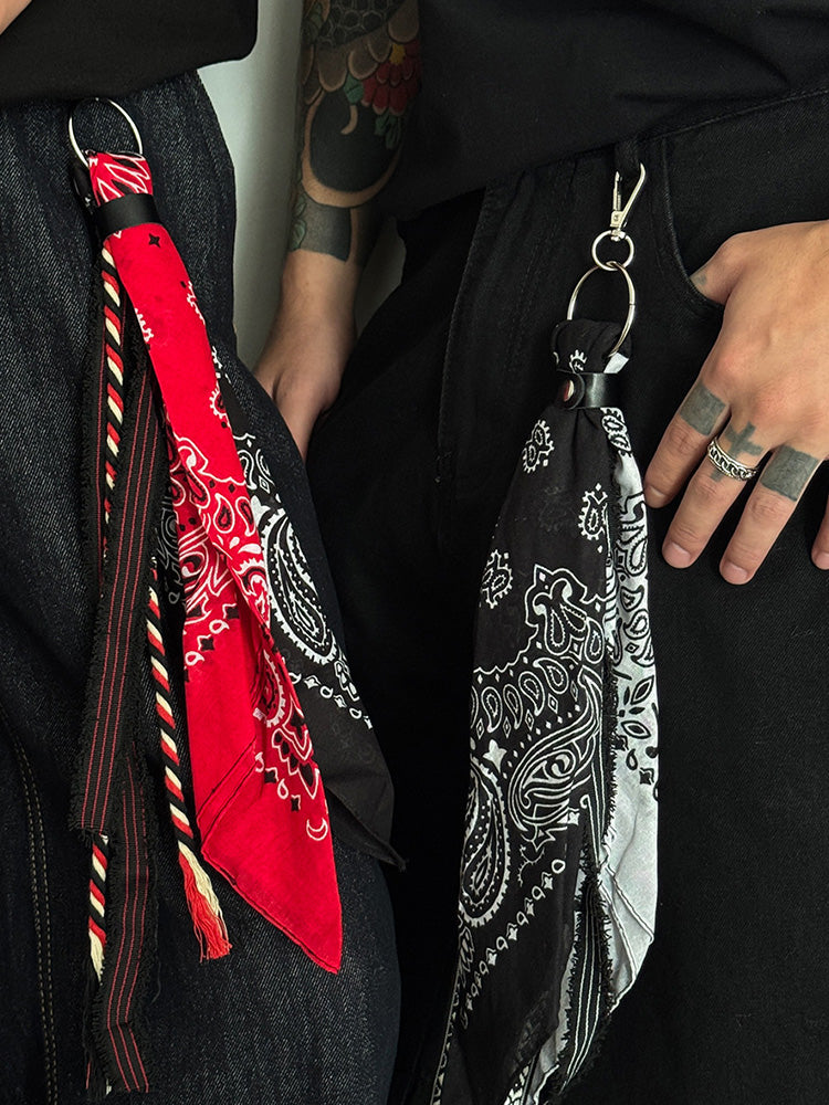 Paisley Kerchief Wallet Jeans Chain - Red