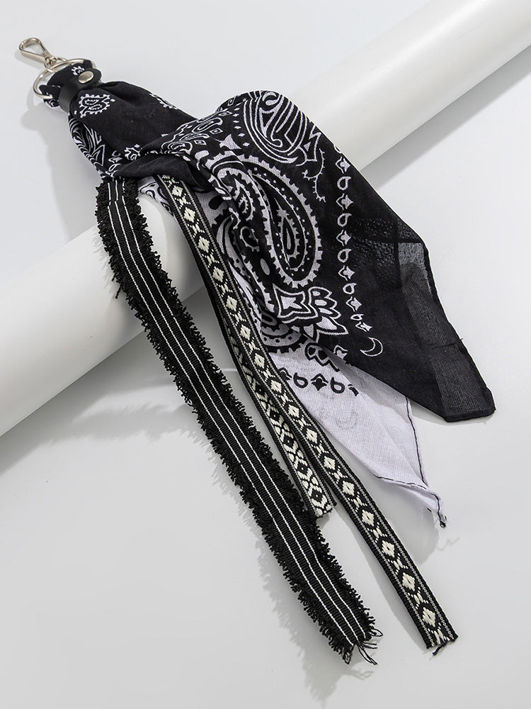 Paisley Kerchief Wallet Jeans Chain - Black