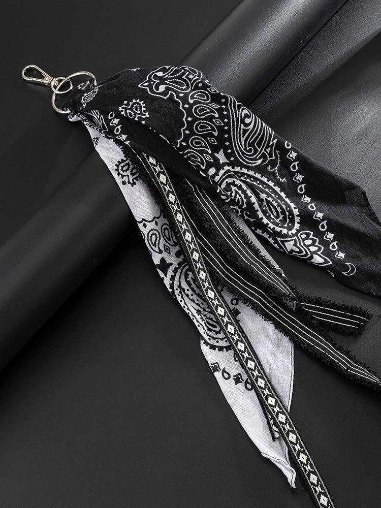 Paisley Kerchief Wallet Jeans Chain - Black