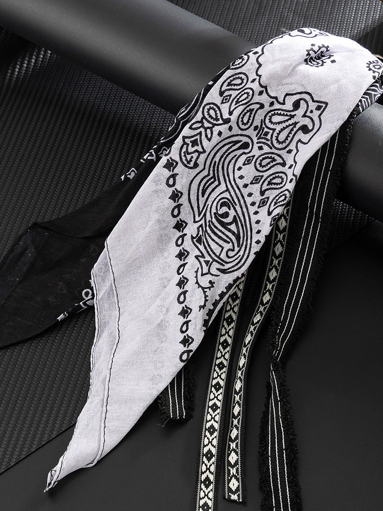 Paisley Kerchief Wallet Jeans Chain - Black