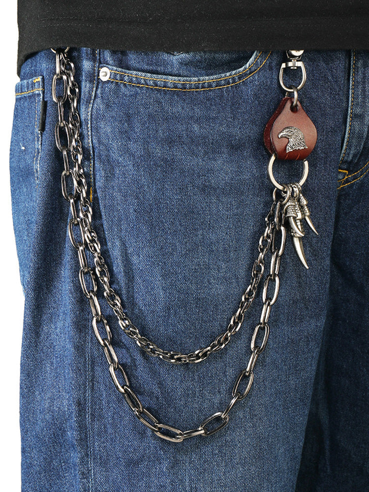 Punk Rock Style Eagle Wallet Trouser Chain - Brown