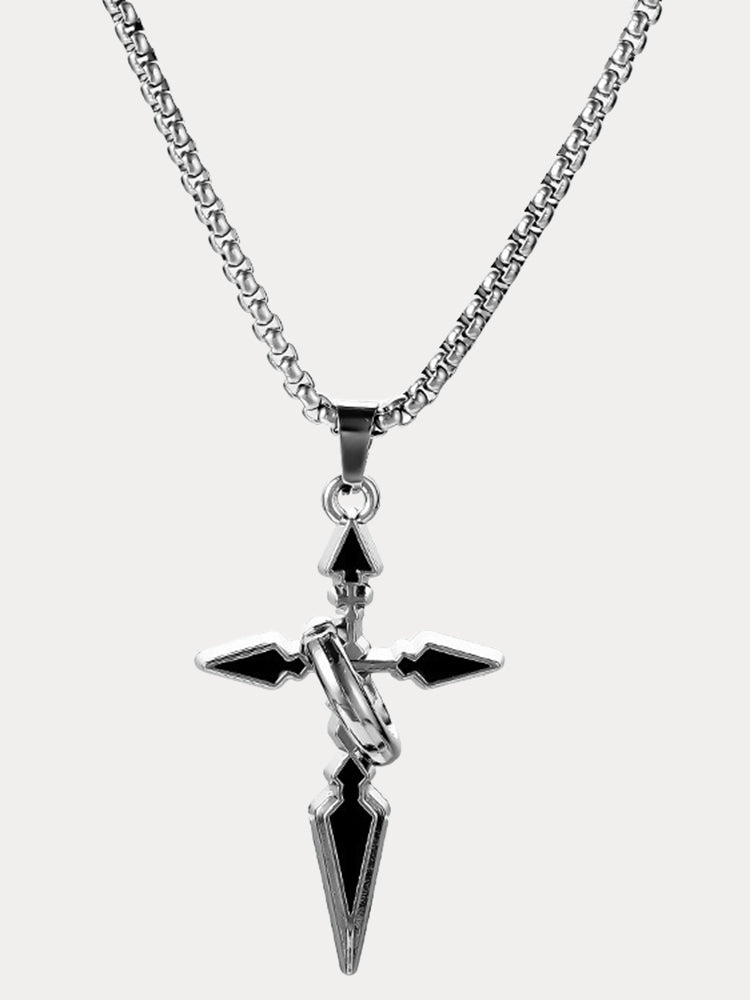 Minimalist Arrow Cross Pendant Necklace - Silver