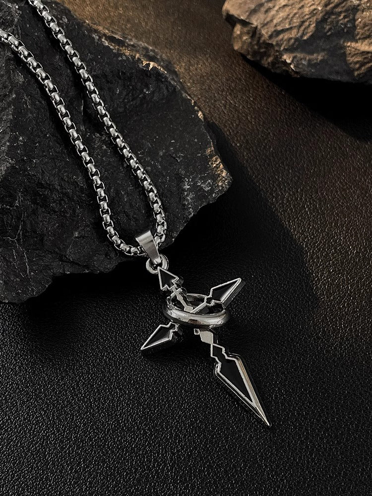 Minimalist Arrow Cross Pendant Necklace - Silver
