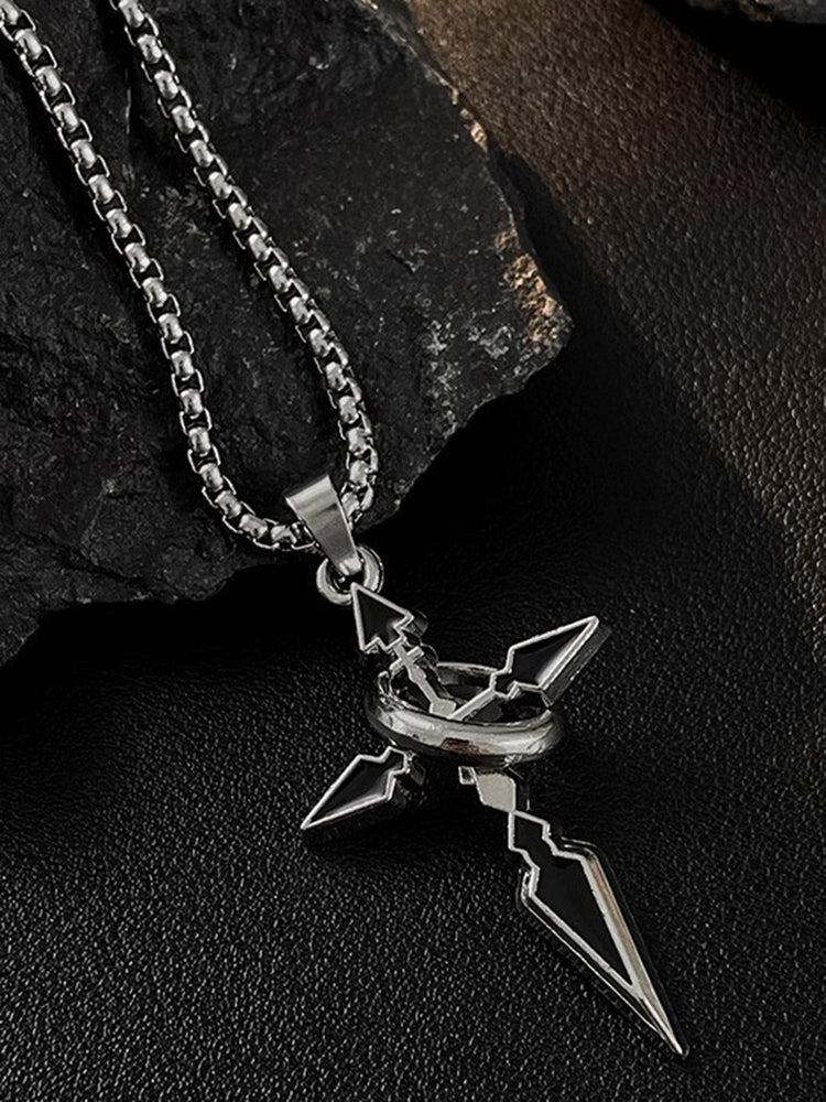 Minimalist Arrow Cross Pendant Necklace - Silver