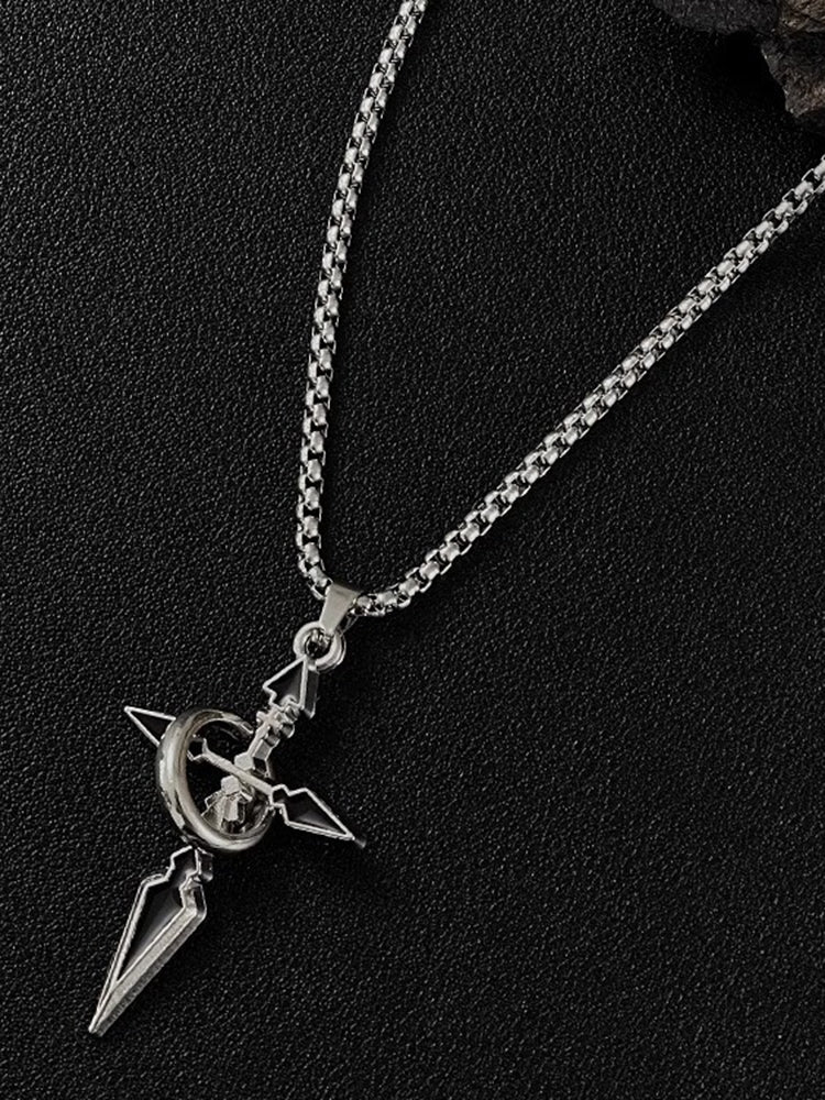 Minimalist Arrow Cross Pendant Necklace - Silver