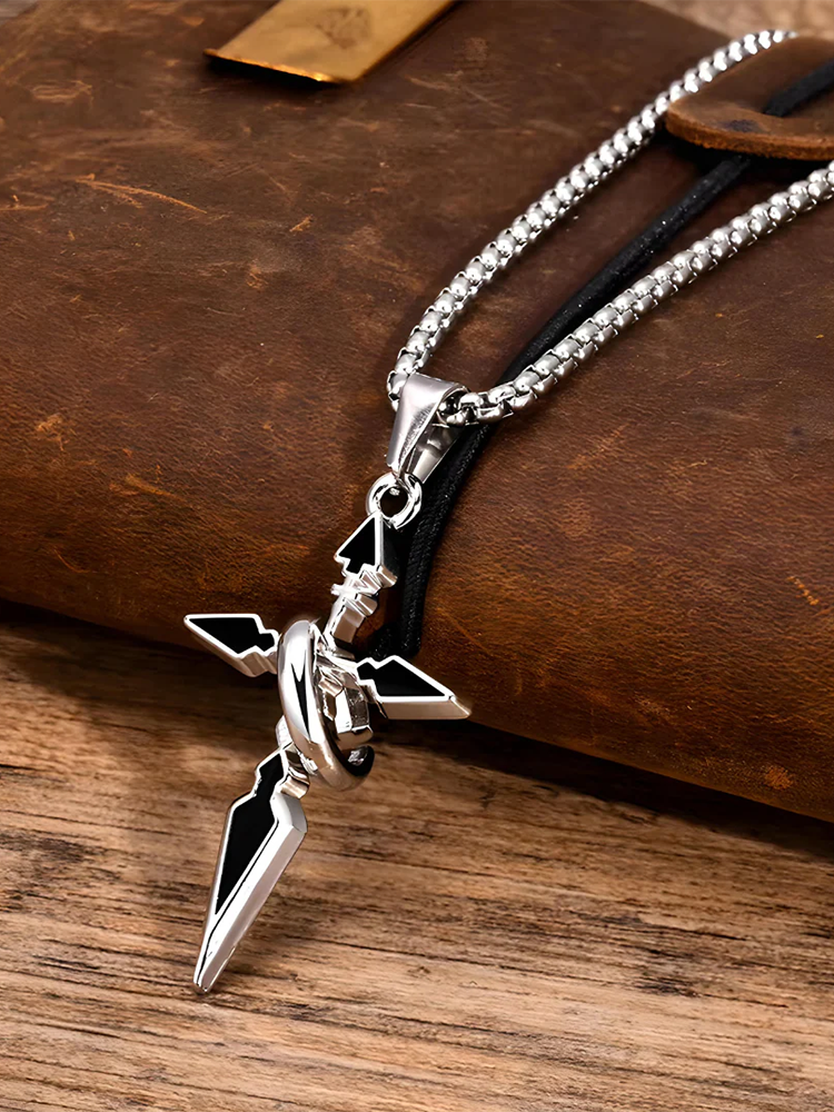 Minimalist Arrow Cross Pendant Necklace - Silver