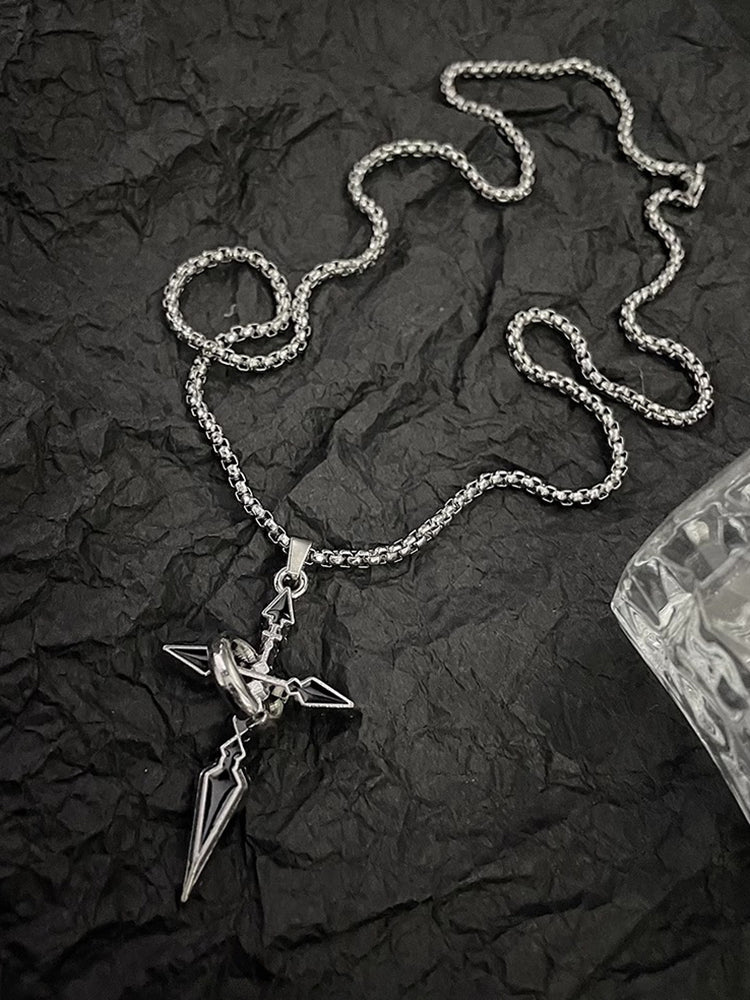 Minimalist Arrow Cross Pendant Necklace - Silver