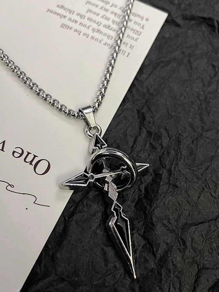 Minimalist Arrow Cross Pendant Necklace - Silver