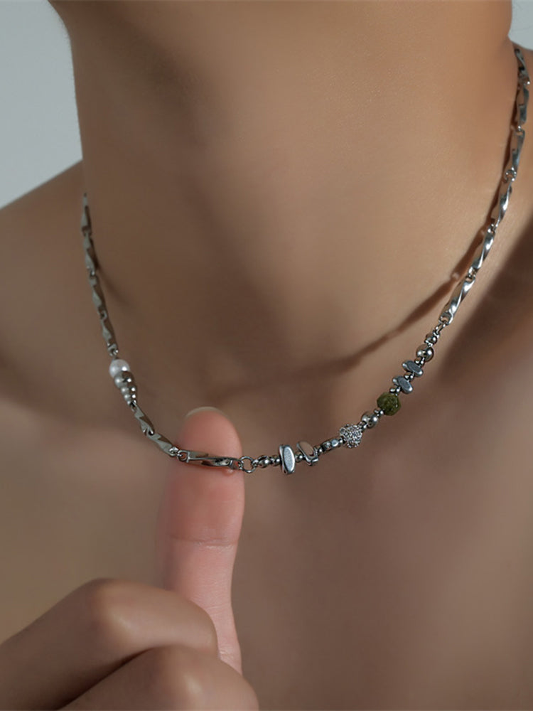 Streetwear Hip Hop Mix Chain Necklace - Silver
