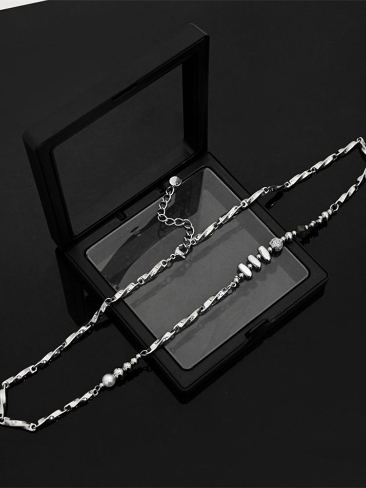 Streetwear Hip Hop Mix Chain Necklace - Silver