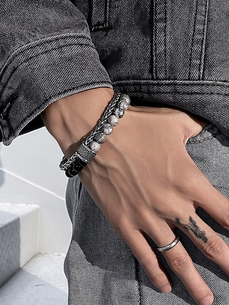 Casual Streetwear Dual-Strand Beaded Bracelet - PAT1