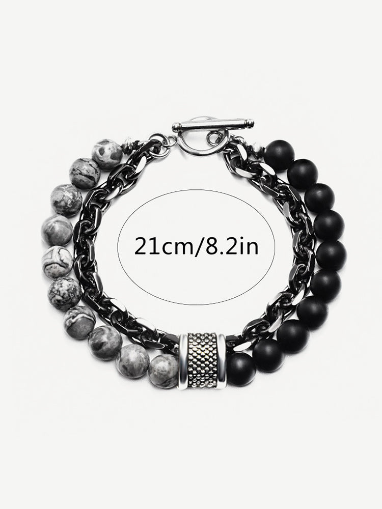 Casual Streetwear Dual-Strand Beaded Bracelet - PAT1