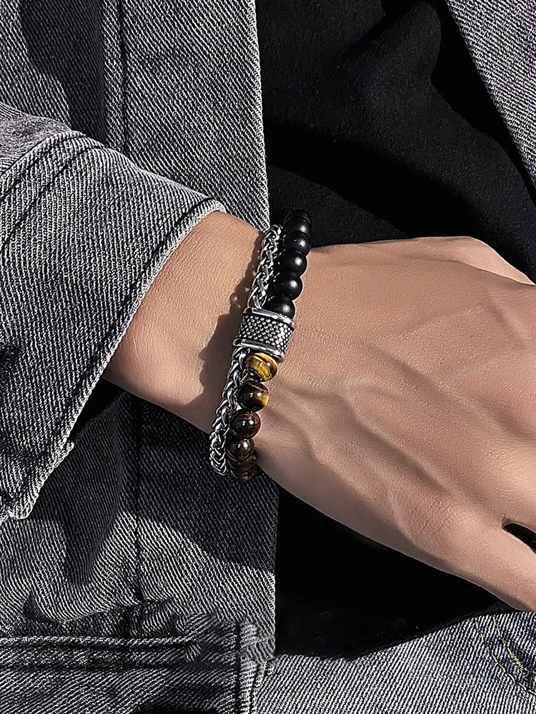 Casual Streetwear Dual-Strand Beaded Bracelet - PAT1