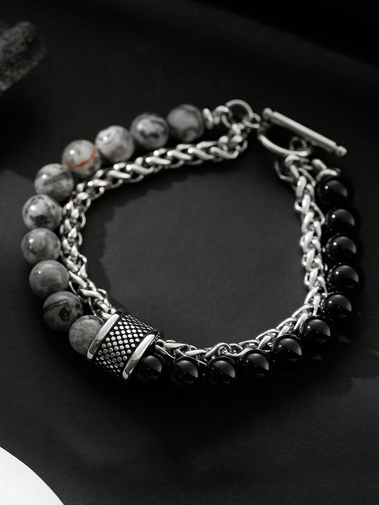 Casual Streetwear Dual-Strand Beaded Bracelet - PAT1