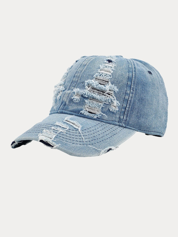 Ripped Distressed Denim Baseball Cap - PAT1