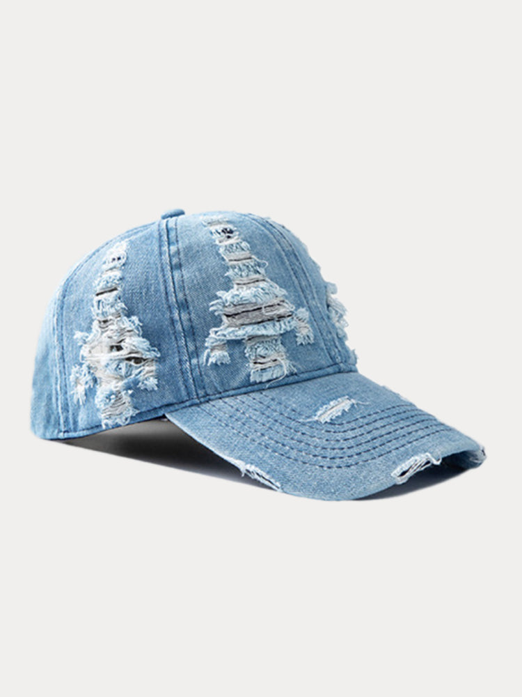Ripped Distressed Denim Baseball Cap - PAT1