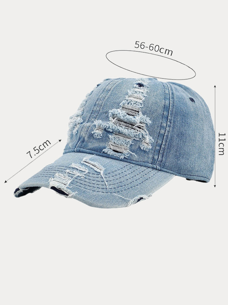 Ripped Distressed Denim Baseball Cap - PAT1
