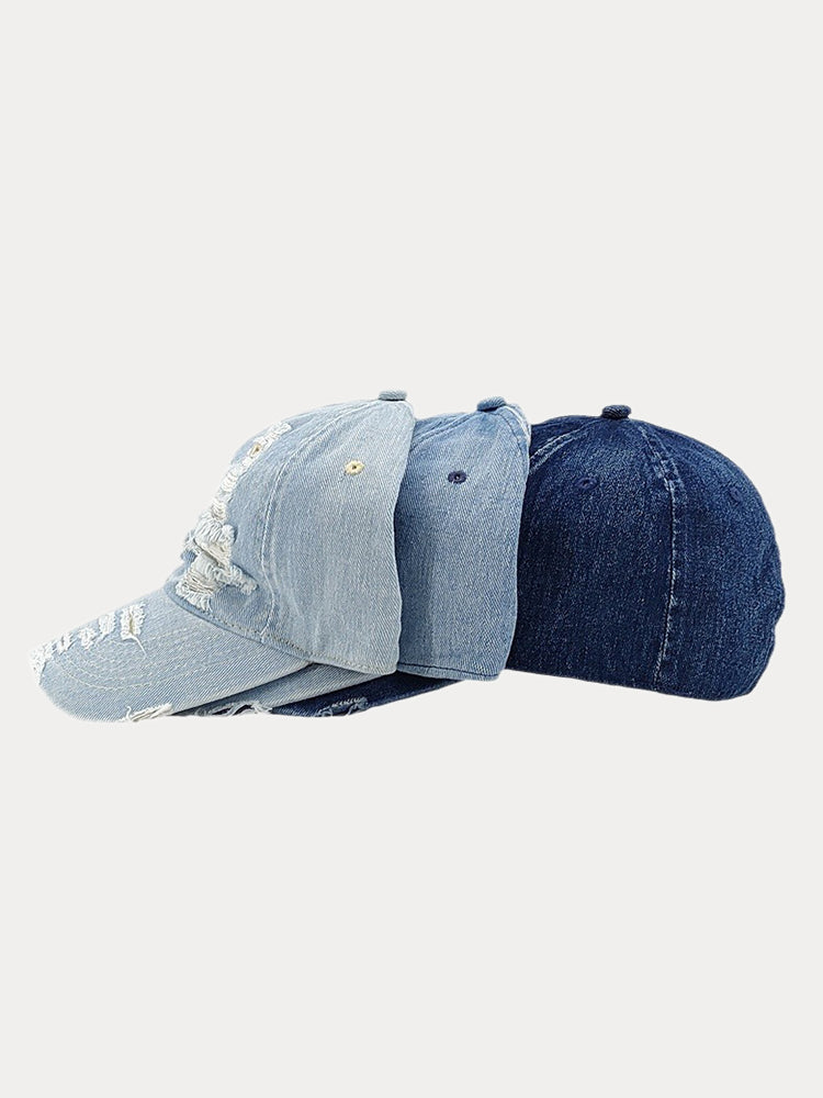 Ripped Distressed Denim Baseball Cap - PAT3