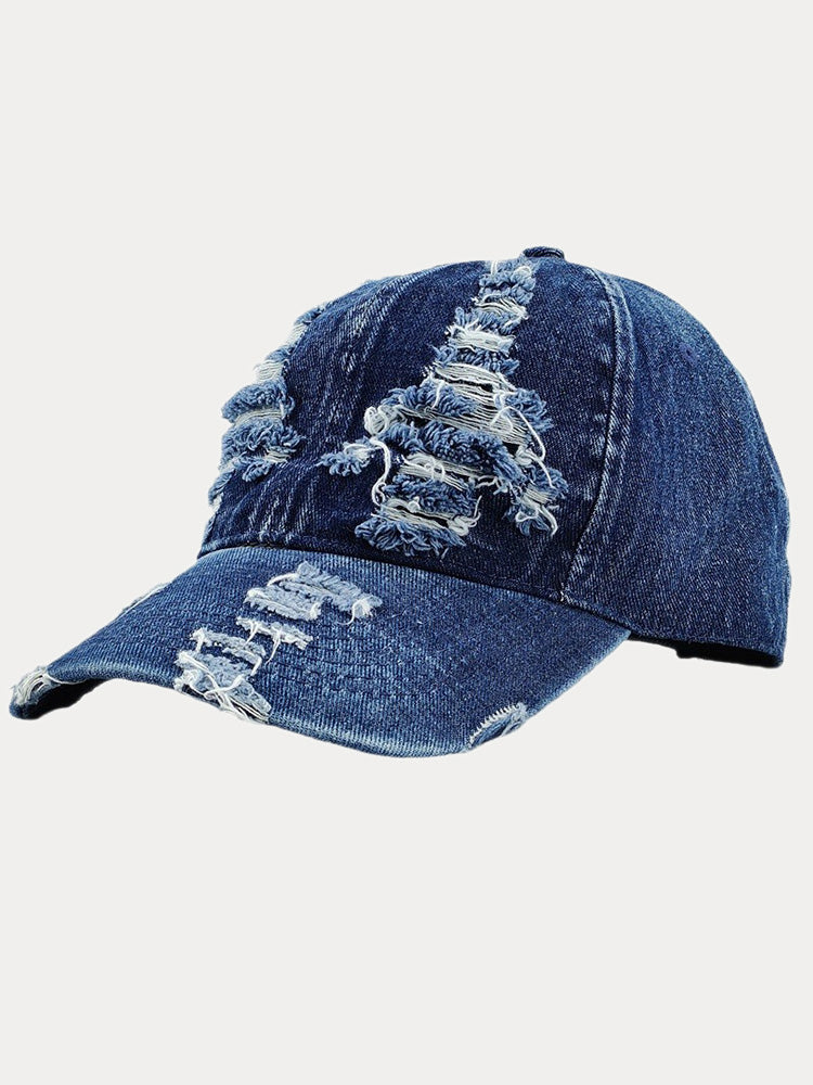 Ripped Distressed Denim Baseball Cap - PAT2