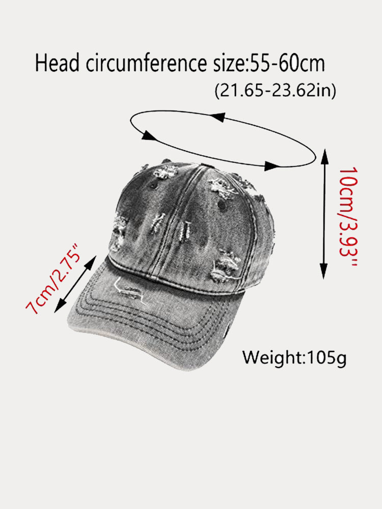 Summer Distressed Ripped Denim Baseball Cap - Black