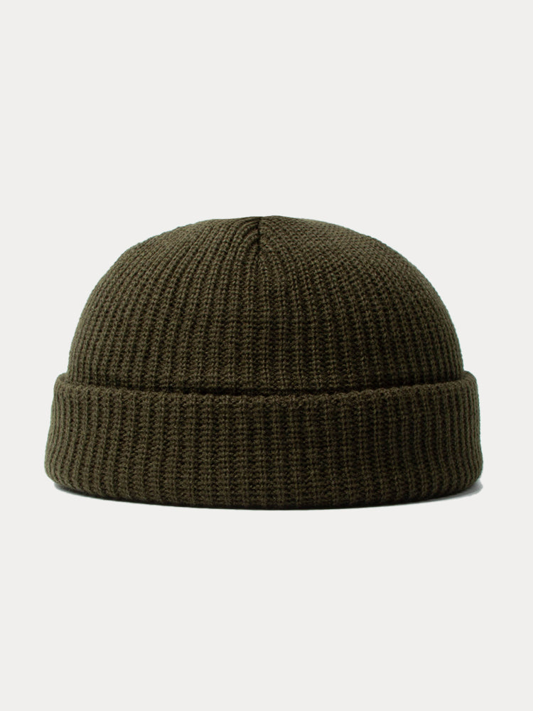 Versatile Simple Ribbed Knit Beanie Hat - Army Green