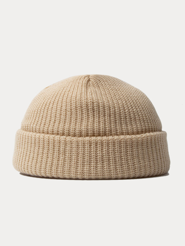 Versatile Simple Ribbed Knit Beanie Hat - Khaki
