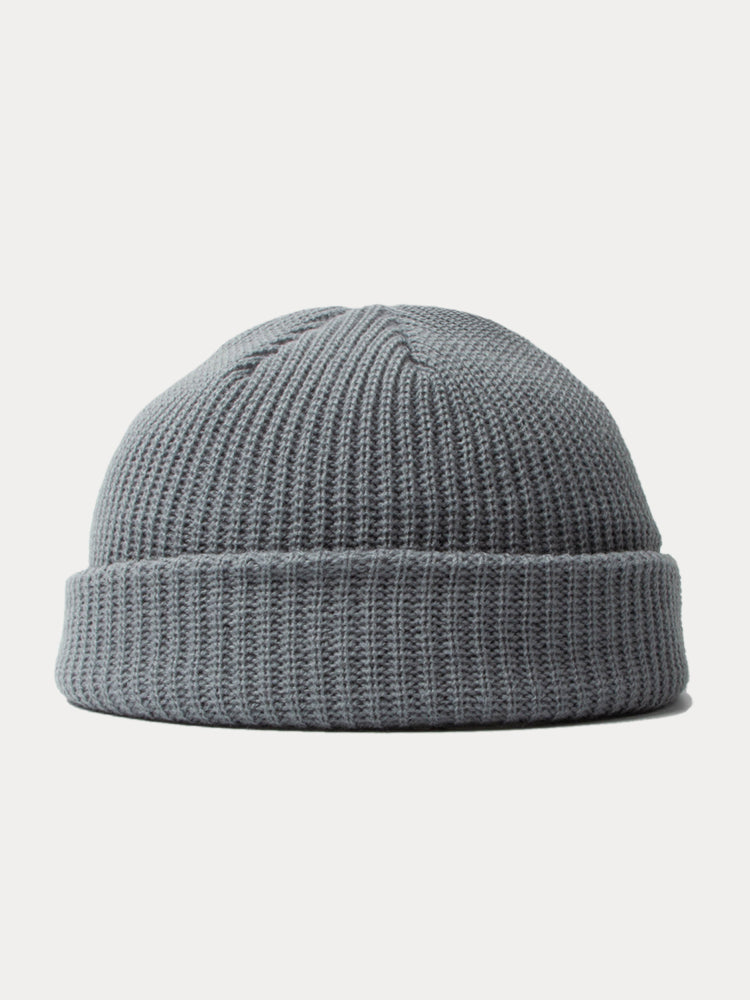 Versatile Simple Ribbed Knit Beanie Hat - Dark Gray