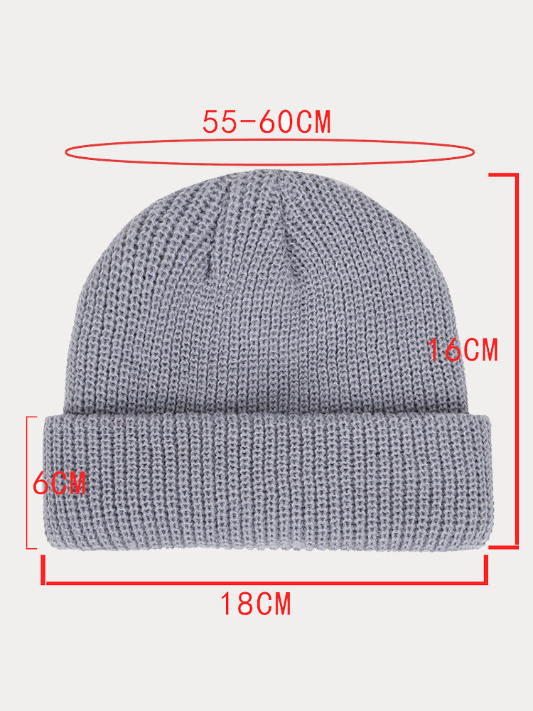 Versatile Simple Ribbed Knit Beanie Hat - Light Gray