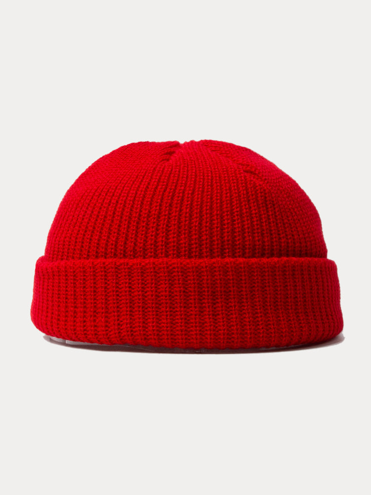 Versatile Simple Ribbed Knit Beanie Hat - Red