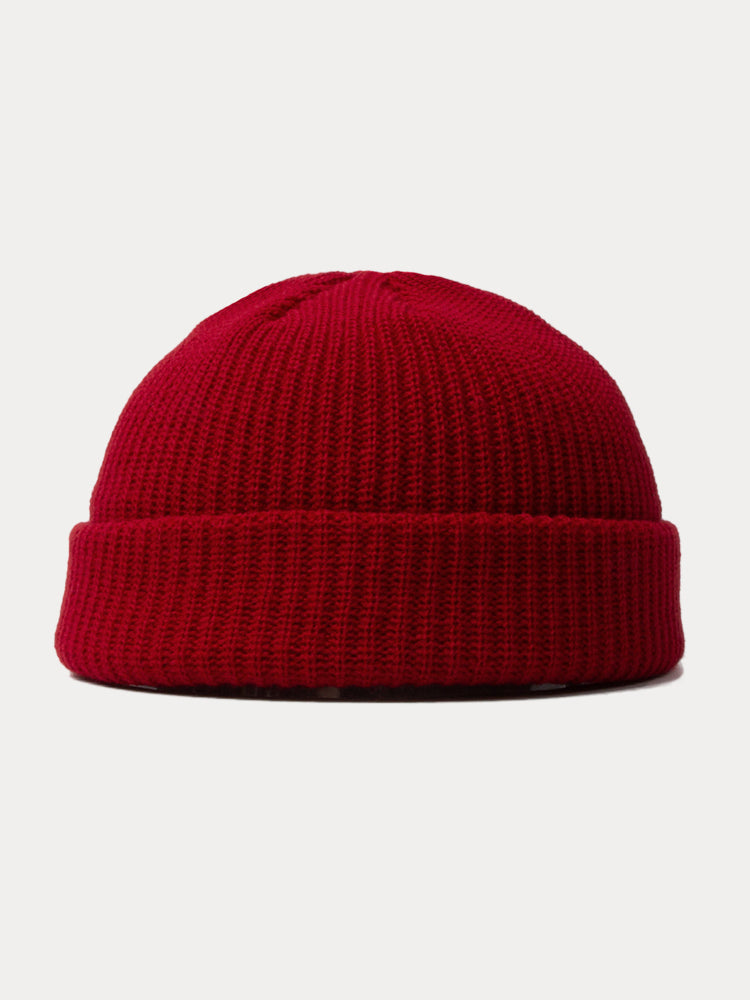 Versatile Simple Ribbed Knit Beanie Hat - Dark Red
