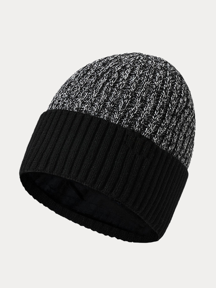 Versatile Fleece Thermal Beanie Hat - Black