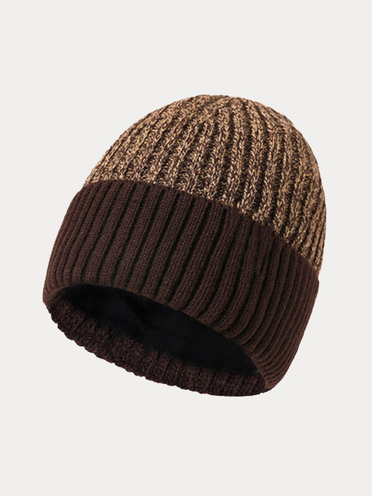 Versatile Fleece Thermal Beanie Hat - Brown