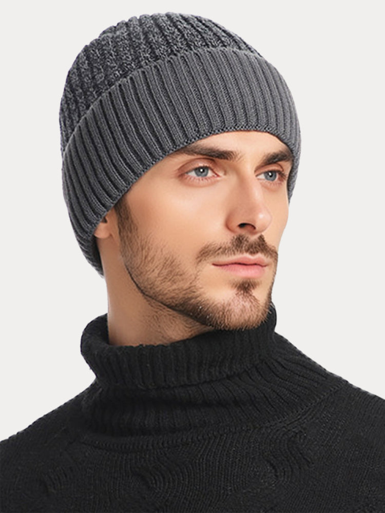 Versatile Fleece Thermal Beanie Hat - Gray
