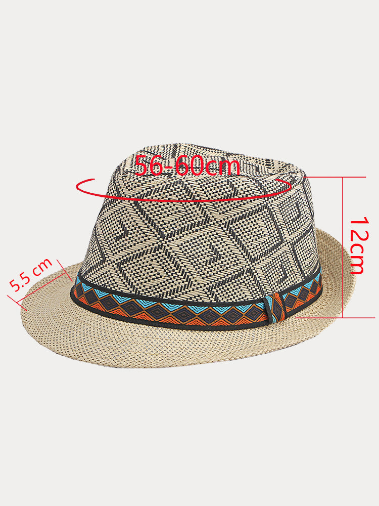 Western Cowboy Straw Sunshade Fedora Hat - PAT1