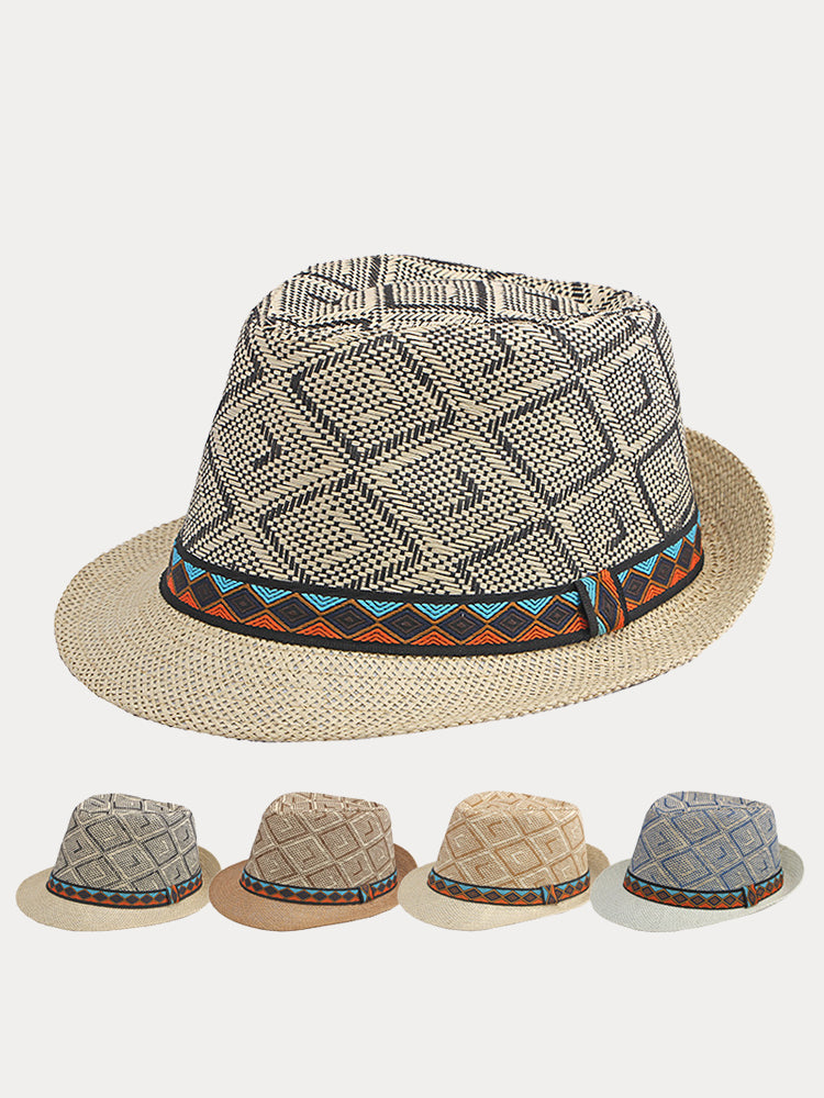 Western Cowboy Straw Sunshade Fedora Hat - PAT1